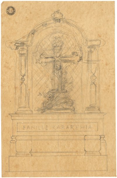 Croquis de tombeau pour la famille Karakehia au cimetière du Père Lachaise à Paris - Adolphe Victor Geoffroy Dechaume